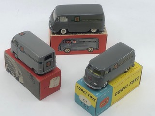 Tekno Ford Transit VD, Corgi Toys Volkswagen Kombi VD et Lion Molberg Ford Taunus VD