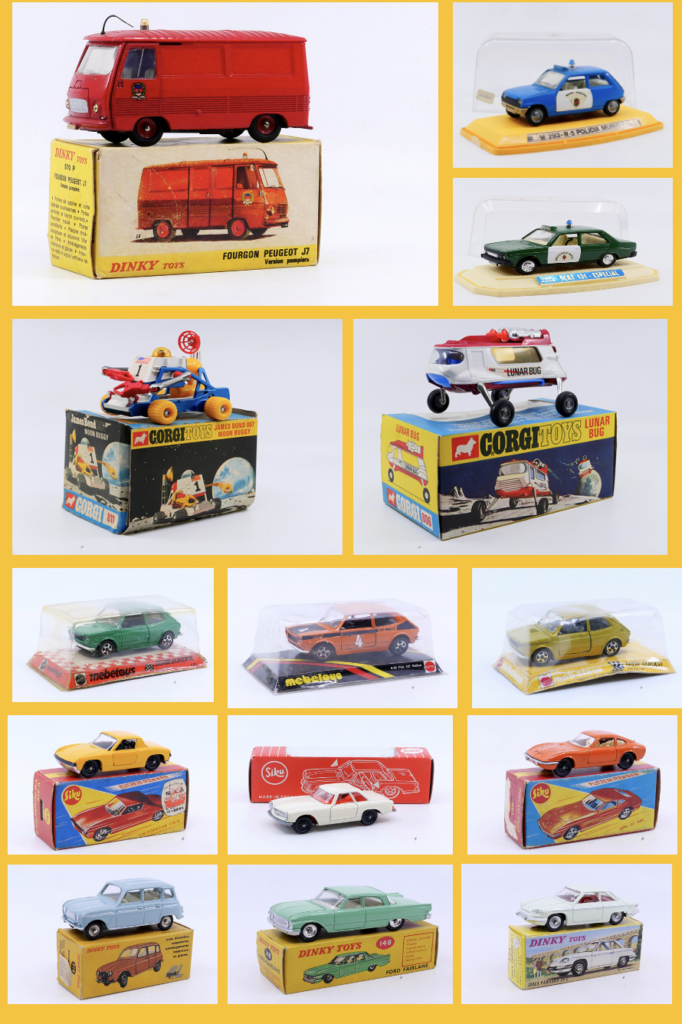 Corgi Toys lunard bug 806 corgi toys buggy lunaire james bond diamonds 811 Dinky Toys peugeot J7 pompier paris 570P