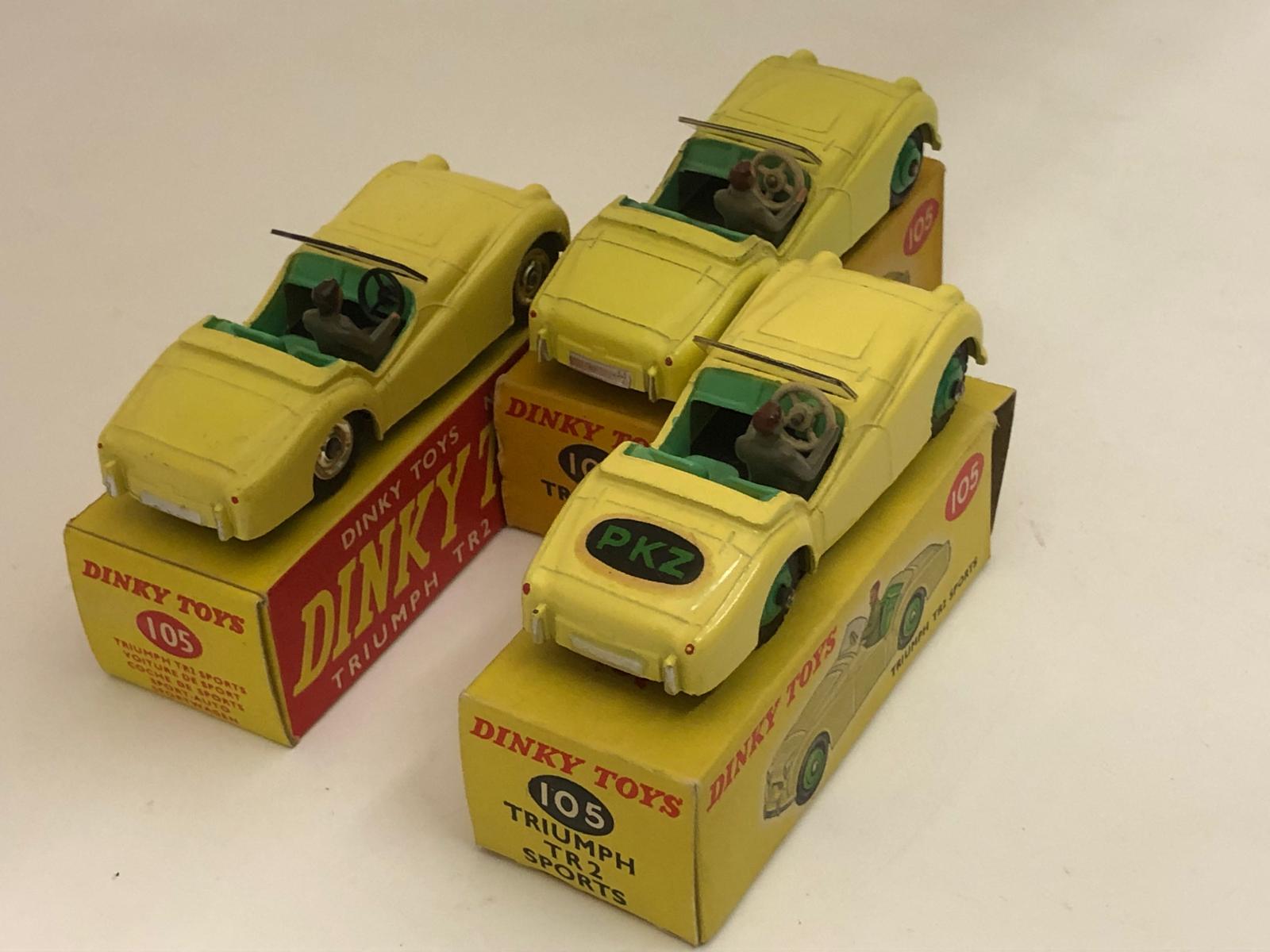 Collection AutoJaune- Dinky Toys variantes de volants et nuances sur la Triumph TR2