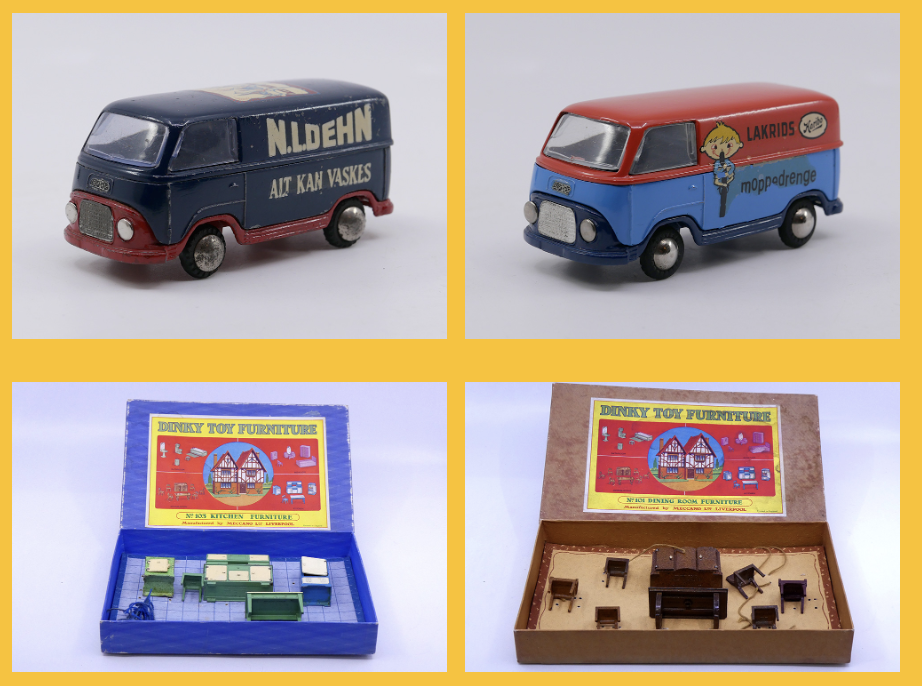 Tekno - Ford Taunus Haribo 419 - Tekno - Ford Taunus van N.L Dehn 419 - Dinky Toys GB - coffret dining room furniture 101 - Dinky Toys GB - coffret kitchen furniture 103