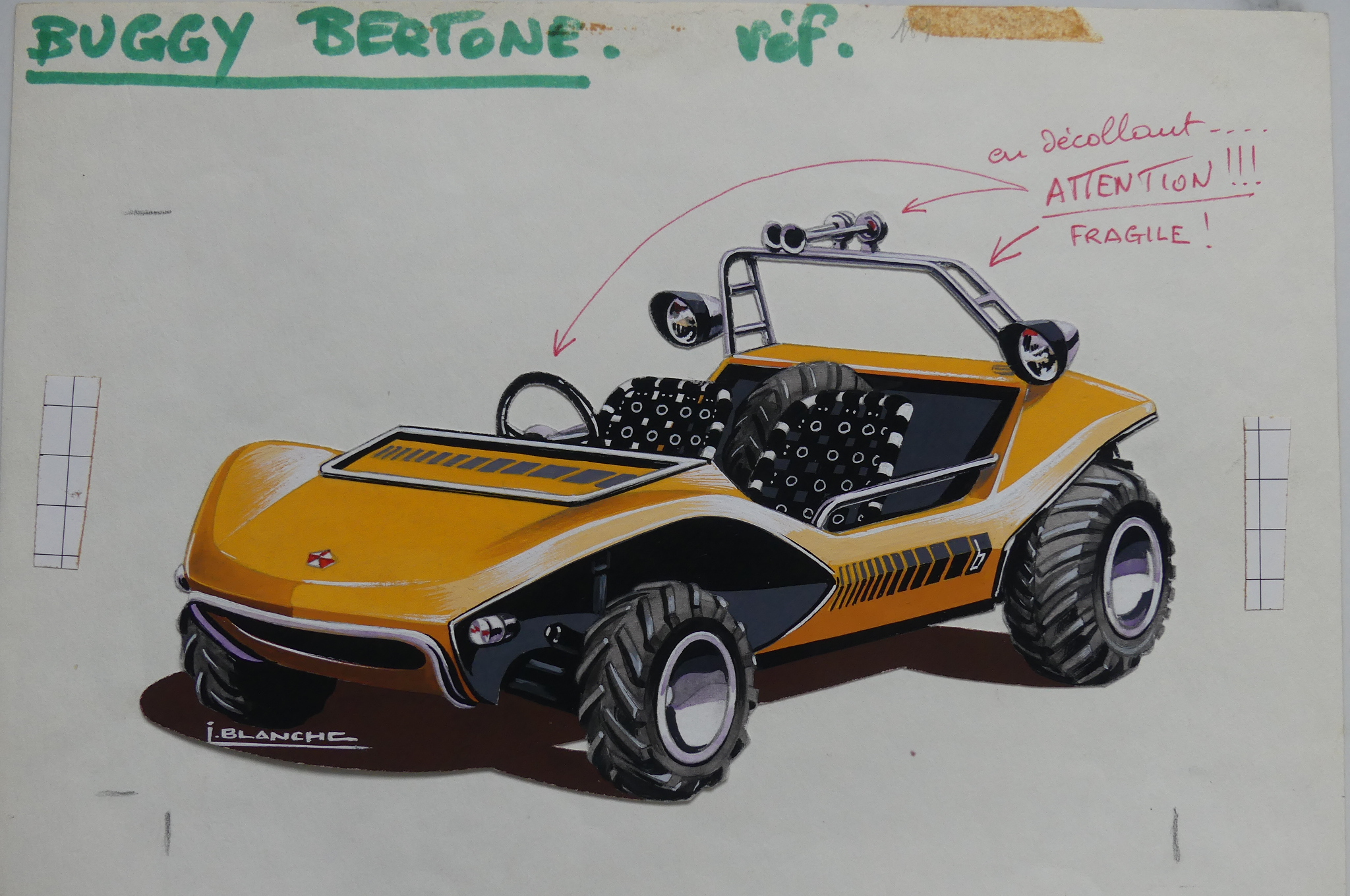 Dessins originaux de Jean Blanche Bertone Buggy Collection AutoJaune .jpeg