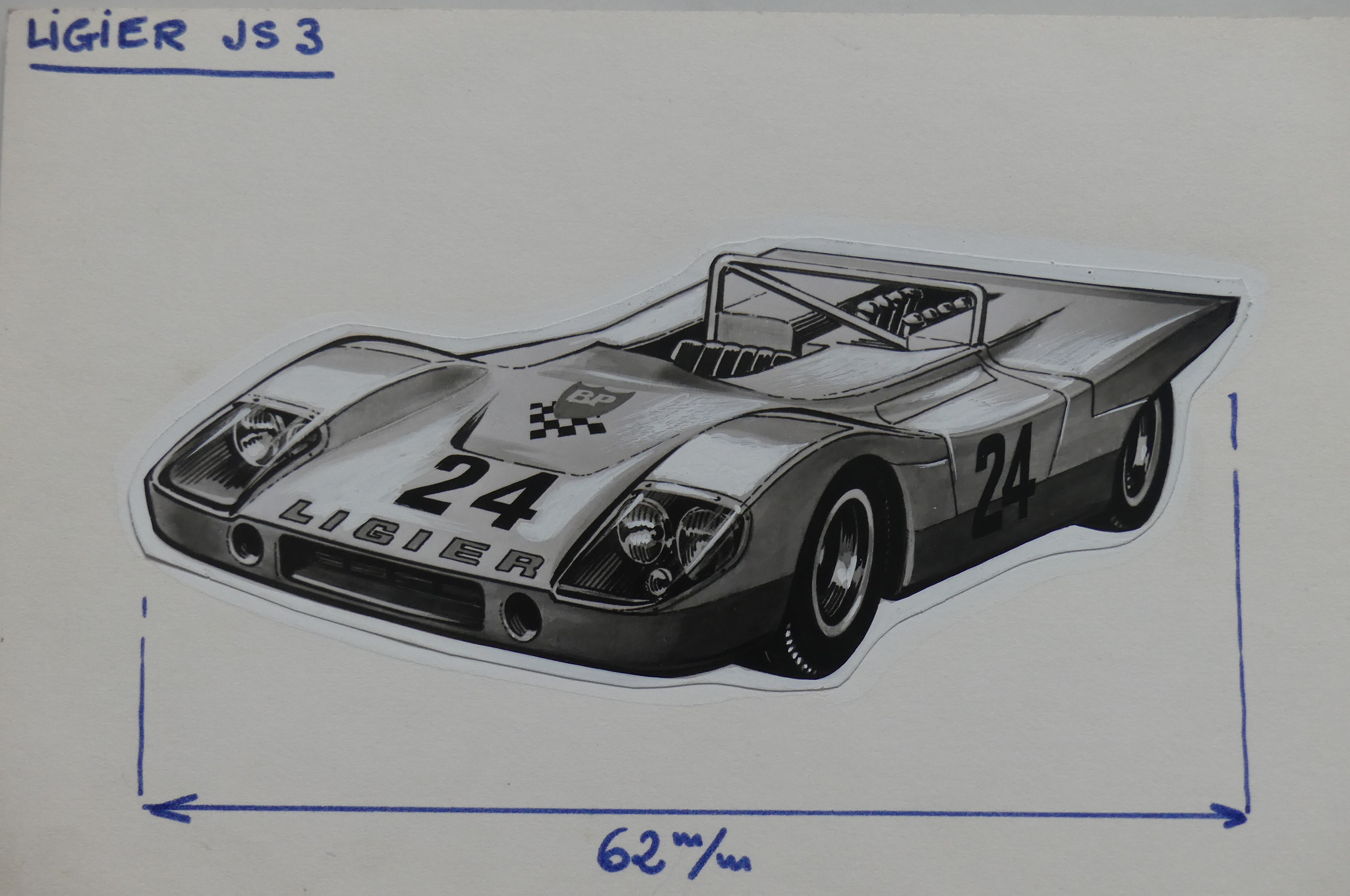 Dessins originaux de Jean Blanche Ligier JS3 Collection AutoJaune