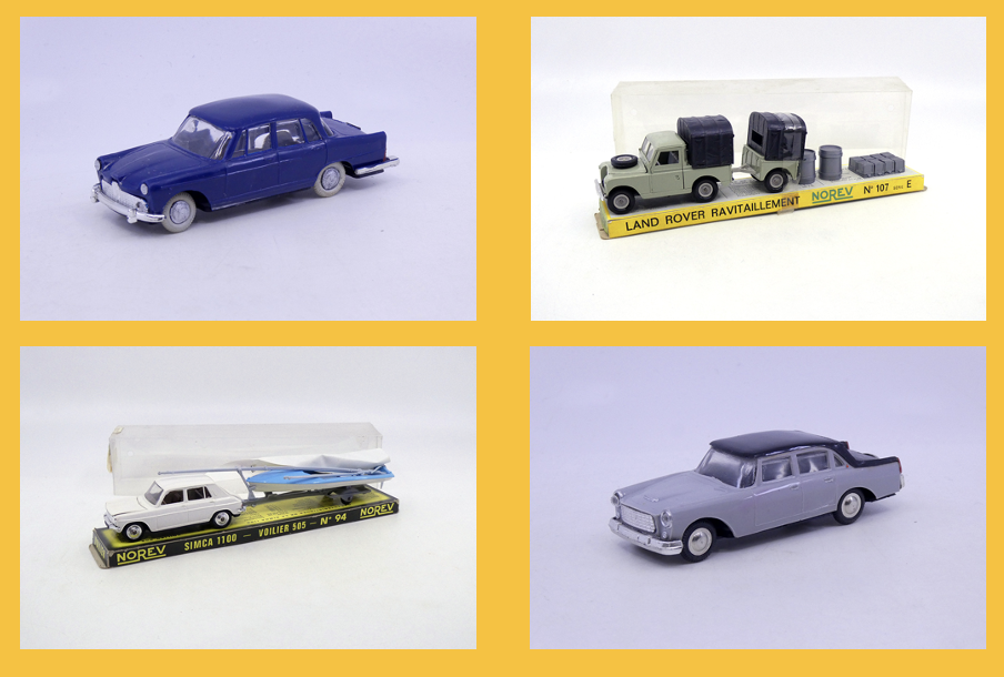 Icis - Alfa Romeo 2600 6 - Norev - coffret Land Rover ravitaillement 107- Norev - Simca 1100 avec voilier 505 - Icis - Lancia Flaminia 1