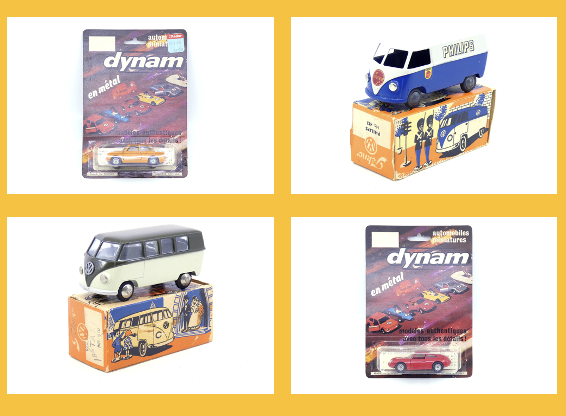 Dynam - Abarth 1000 14 - Tekno - Volkswagen Kombi fourgon Philips 413 Tekno - Volkswagen Kombi minibus 410 -Dynam - NSU Prinz IV 13