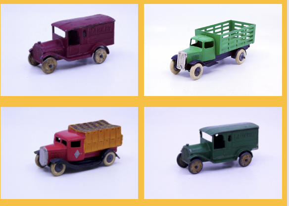 Tootsietoys - Federal fourgon tôlé Market - Dinky Toys GB - Camion type 1 maraicher 25F - C.I.J. - Renault 5T brasseur Tootsietoys - Federal fourgon tôlé Laundry