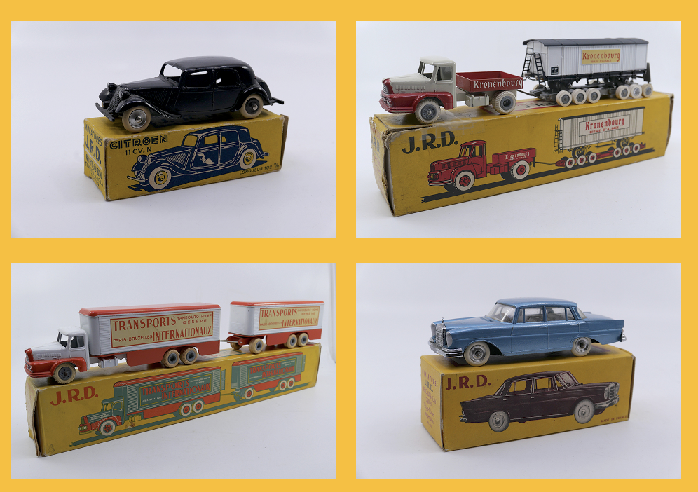 JRD - Citroën 11cv traction avant 112 - JRD - Unic Izoard semi port wagon Kronenbourg 123 - JRD - Unic Lautaret tracteur porteur Transports Internationaux 127 JRD - Mercedes 220SE 153